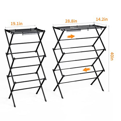 Clothes Drying Rack Foldable Drying Rack Clothing Black-1pack - color: Black