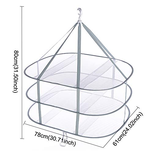 3 Tier Folding Drying Rack, 10Lb Capacity Space Saving Hanging Dryer with Fixing Band, Stackable Sweater Laundry Rack for Clothes, T-Shirt, Towels, Underwear, Indoor Outdoor Use, 31inch