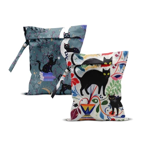 2Pcs Cat Wet Bag Plants Waterproof Reusable Wet Dry Bag, 12x10 Inch - color: Multicolor 1337