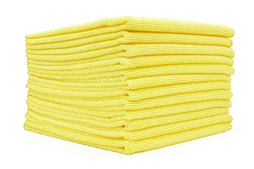 The Rag Company - All-Purpose Microfiber Terry Cleaning Towels - Commercial Grade, Highly Absorbent, Lint-Free, Streak-Free, Kitchens, Bathrooms, Offices, 300gsm, 12in x 12in, Yellow (12-Pack) - color: Yellow, size: 12in x 12in