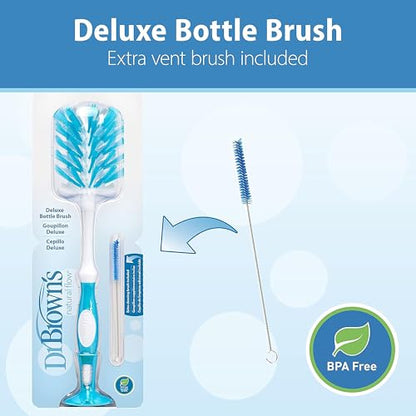 Dr. Brown's Silicone Cleaning Brush Set with Bottle, Spout, and Straw Brush, 3-Pack + Deluxe Baby Bottle Cleaning Brush