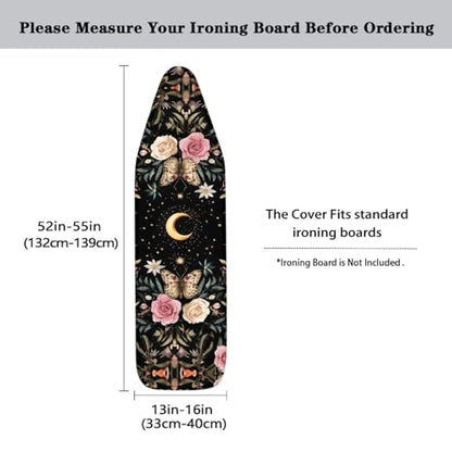 Butterfly Rose Ironing Board Cover Dust Covers Standard Ironing Board Full Size with Elastic Edge and Hook and Loop Fasteners Stain Resistant Cover for Ironing Board - color: Butterfly Rose