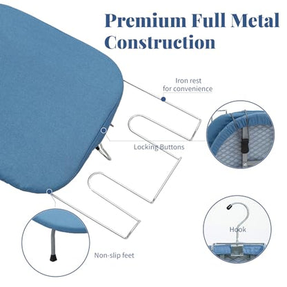 Metal Foldable Iron Board with Iron Holder, RAINHOL Blue 31x12 - color: Blue, size: Steel Mesh with Iron Holder