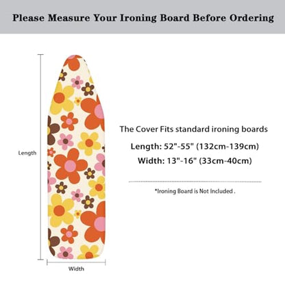 Cartoon Daisy Ironing Board Cover with Elastic Edge Non Stick Scorch Stain Resistant Cover Heavy Duty Iron Pad Covers Standard Boards with Hook and Loop Fastener Strap - color: Cartoon Daisy