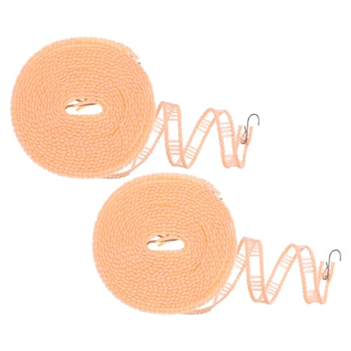 uxcell 2pcs Windproof Clothesline, 5M 16.4ft Plastic Non-Slip Clothes Drying Rope Portable Travel Clothesline for Courtyard Outdoor Laundry Camping, Beige - color: Beige, size: 16.4ft