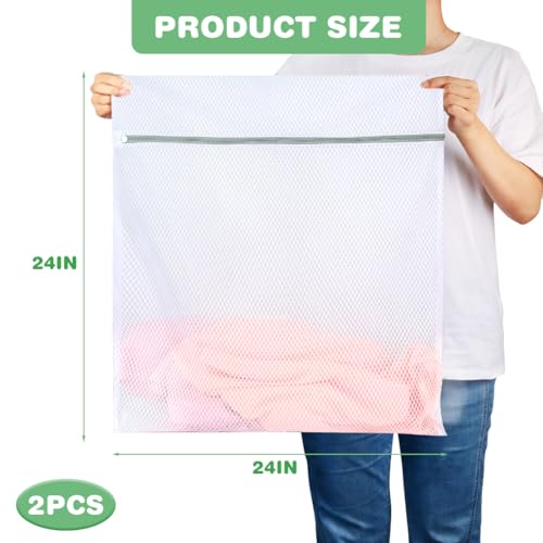 Tenn Well 2Pk 24x24" Honeycomb Mesh Laundry Bags XXL - color: White, size: 24" x 24"