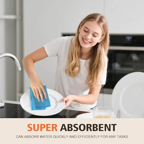 KinHwa Dish Cloths for Washing Dishes with Scrub Side, Microfiber Dish Rags - color: Blue, size: 12inchx12inch