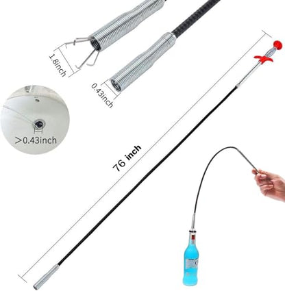 76 Inch Drain Snake Upgraded Ball Knob – Toilet Snake Flexible Grabber Claw for Clog Remover & Pick Up Items