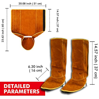 QeeLink Leather Welding Spats Extra Long Boot Covers