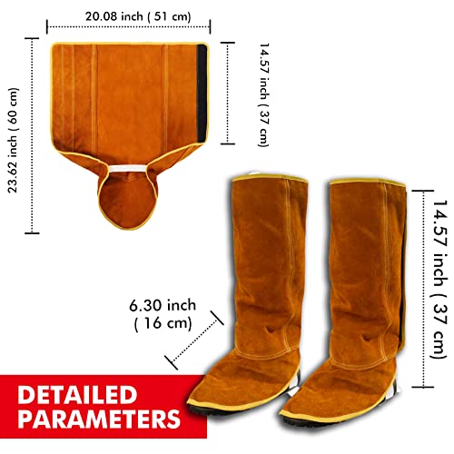 QeeLink Leather Welding Spats Extra Long Boot Covers