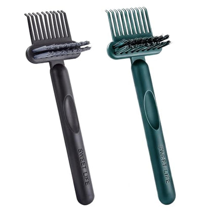 2 Pack Hair Brush Cleaning Tool, 2-in-1 Cleaner Tool, Portable Cleaning Tool Set for Brush Comb Keyboard, Remover Rake for Removing Hair Dust, Home and Salon Use(Black&Green) - color: 2 Pack-BlackGreen
