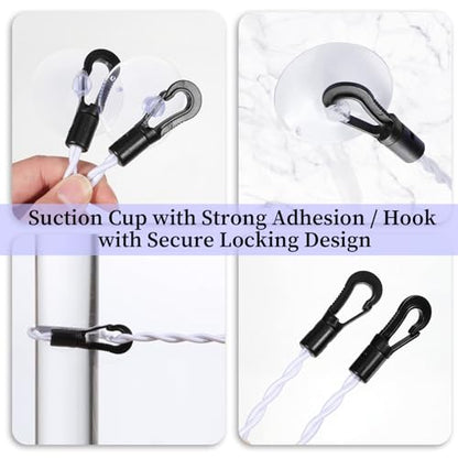 Travel Retractable Clothes Lines for Hanging Clothes Outside Bungee Cord Portable Retractable Clothesline with Hooks and Suction Cups Camping Accessories Cruise for Indoor Home Camping Travel, White