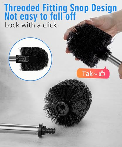 Ceramic Toilet Brush and Holder Set, Toilet Bowl Cleaner Brush - color: Matt Black