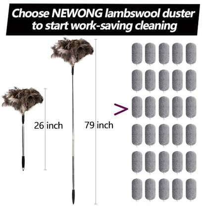 Extendable Ostrich Feather Duster, 26-79 in, for Ceilings and Fans