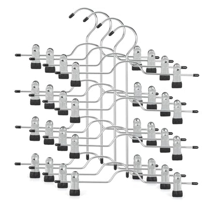 TOPIA HANGER 4 Tier Metal Skirt Hangers with Clips 80% Space Saving 4 Pack - color: Black, size: 4 Pack
