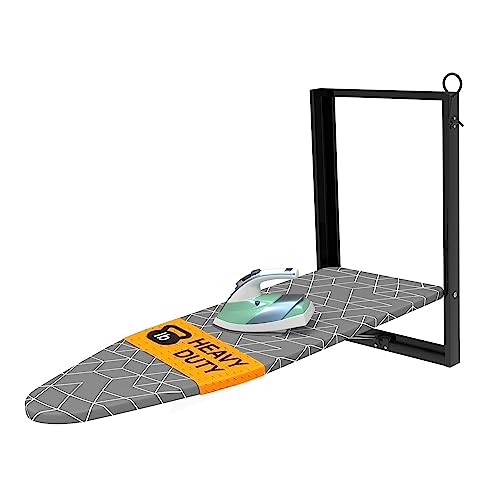 Xabitat Ironing Board 36.2" x 12.2" Wall Mounted Compact Fold Down - color: Gray + Black