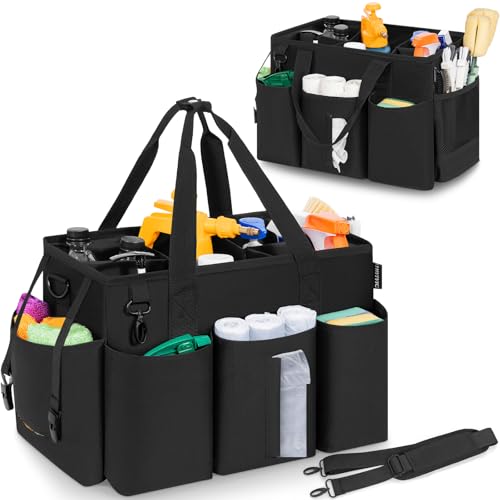 IBVIVIC Wearable Cleaning Caddy Bag for Cleaning Supplies, Black - color: Black