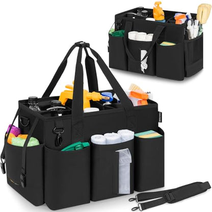 IBVIVIC Wearable Cleaning Caddy Bag for Cleaning Supplies, Black - color: Black