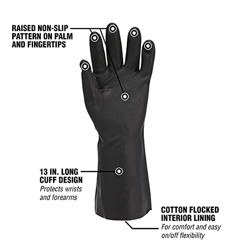 Flexzilla Pro GC400PL Heavy Duty Cleaning, Neoprene, 13, Black, L Long Cuff Gloves, Large (Pack of 1) - size: Large (Pack of 1)