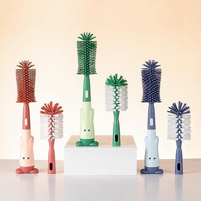Silicone Baby Bottle Brush with Stand, Water Bottle Brush Cleaner Set - color: Pink 1