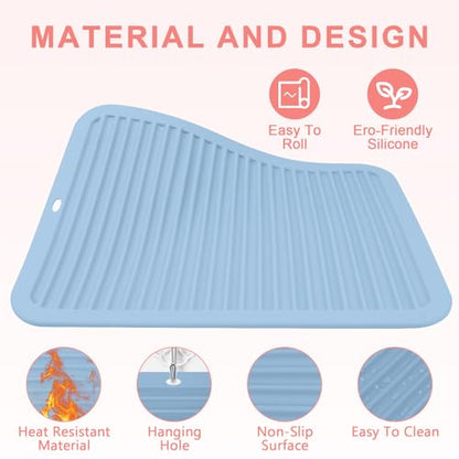 AMIJEAL Oversize Silicone Heat Resistant Mat for Hair Tools(14.2" x 11") - color: Blue