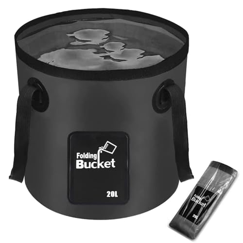 Collapsible Bucket with Handle, Lightweight 5 Gallon 20L - color: Black, size: 20L