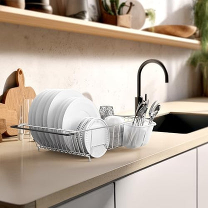 Simple Houseware Large Stainless Over Sink Counter Top Dish Drainer Rack - color: Chrome, size: Large