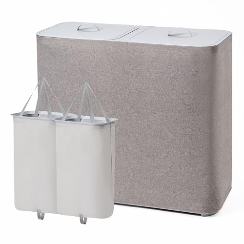 Laundry Hamper with Lid, 2 Compartment Sorter for Bedroom