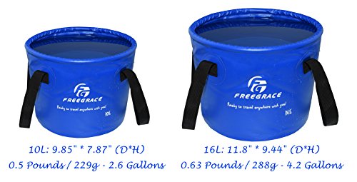Freegrace Collapsible Water Bucket 16L Portable Camping Sink and Wash Basin - color: Navy Blue, size: 16L