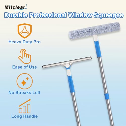 Mitclear 77'' Long Squeegee Window Cleaner Tool for Indoor Outdoor Windows - size: 6.5 Feet