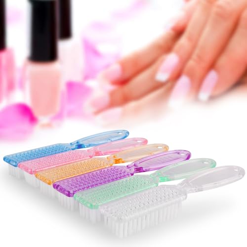 HOFASON 6 Pack Nail Brush for Cleaning Fingernails, Nail Brush Handle Grip Brush for Nail and Toenail Foot, Nail Dust Brush Manicure Pedicure Tools Scrubbing Brush Women Men Home Salon (Clear) - color: Clear