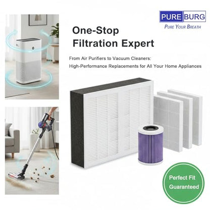 PUREBURG Replacement Filter Compatible with KMM LT-117C Handheld Car Vacuum Cleaner 9000Pa,10-Pack Washable HEPA Filter Air Clean Dust