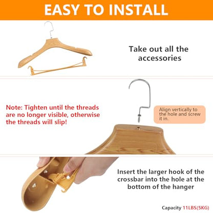 DEDU Suit Hangers for Men 15 Pack Width 17.5", Coat Hangers No Shoulder Bump Non Slip, Plastic Extra Wide Shoulder with Pants Bar & Metal Hook (Natural) - color: Natural, size: 15 Pack