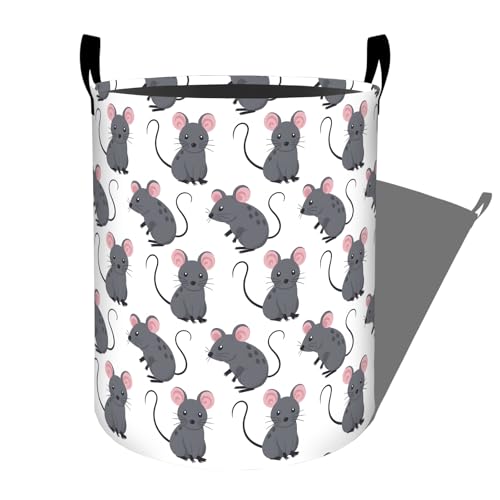 Playful Cartoon Mice Laundry Basket, Dorm Nursery Foldable Laundry Hamper Organizer for Bathroom Decor, Toy Clothes Storage Box for Bedroom 19.7x15.7 Inch - style: Mice12