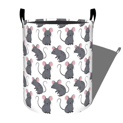 Playful Cartoon Mice Laundry Basket, Dorm Nursery Foldable Laundry Hamper Organizer for Bathroom Decor, Toy Clothes Storage Box for Bedroom 19.7x15.7 Inch - style: Mice12