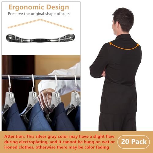 DEDU Suit Hangers for Men 20 Pack, Sweater Hangers No Shoulder Bump Non Slip Width 17.7", Plastic Clothes Hangers Silver Gray with Metal Hook - color: Silver Gray-20