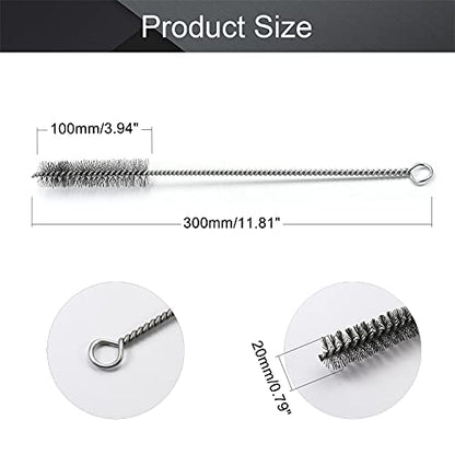 Wire Tube Brushes, Stainless Steel, 0.8-inch Diameter, 12-inch Long,10pcs - color: 5pcs, size: 2cm
