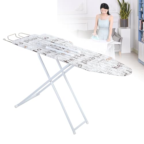 Ironing Board, Height Adjustable Smooth Edge Good Load-Bearing Non-Slip Clothes Ironing Board with Folding Legs (White) - color: White