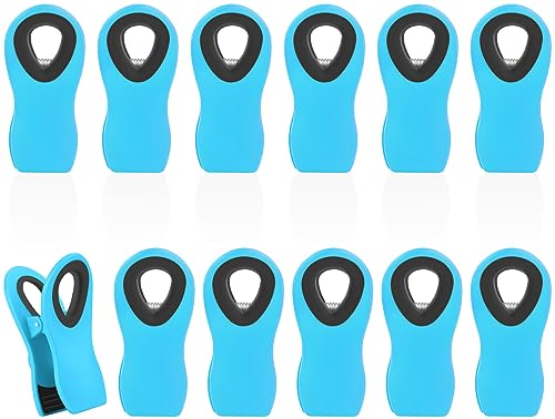 12 Pack Chip Clips, Bag Clips for Food, Magnetic Sealers for Chips And Other Food, Plastic Bag Clip for Kitchen, Fridge, Clothes, Sewing And Artwork (Blue) - color: Blue