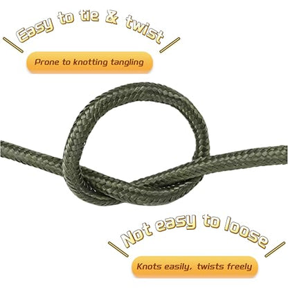 Heavy Duty Clothesline for Indoor and Outdoor, Portable Travel Clothesline with Hooks, Ratchet Pulley System for Camping Cruise Backyard Balcony Dorm Laundry, Non Retractable (Army Green) (33 FT) - size: 16.4 FT