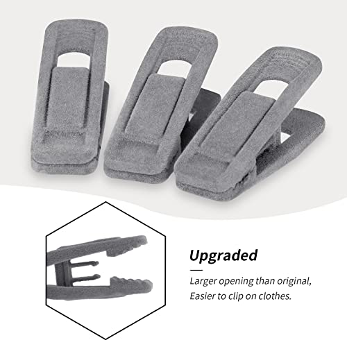 Tinfol Gray Velvet Hanger Clips, 80 Pack Pants Velvet Clips, Large Opening Clothes Pin Hanger Clip, Strong Finger Flocked Clip Perfect for Slim-line Clothes Velvet Hangers - color: Gray, size: 80PC