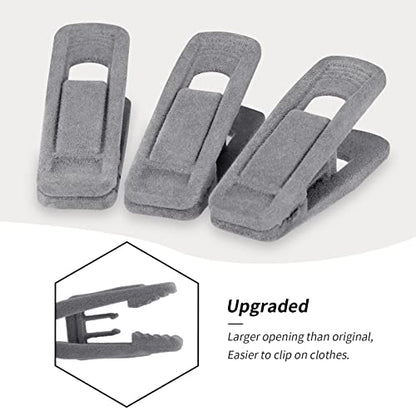 Tinfol Gray Velvet Hanger Clips, 80 Pack Pants Velvet Clips, Large Opening Clothes Pin Hanger Clip, Strong Finger Flocked Clip Perfect for Slim-line Clothes Velvet Hangers - color: Gray, size: 80PC