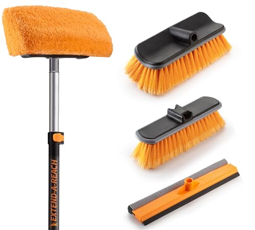 14 Foot Exterior House Cleaning Brush Set with 5-8 ft Extension Pole - size: 8 feet
