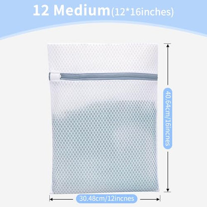 12PCS 12X16IN Laundry Bags Mesh Wash Bags for Strong Zipper - size: 12PCS-12X16IN