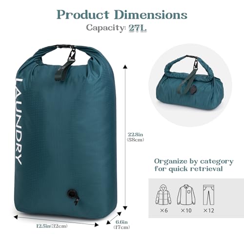 Travel Laundry Bag, Vacuum Compression Dirty Clothes Travel Bag - color: Green, size: Large