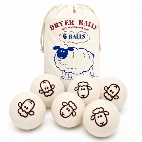 Wool Dryer Balls, New Zealand Dryer Balls Drying Balls Fabric Softener Ball for Laundry（Pack of 6) (Sheep) - color: Sheep