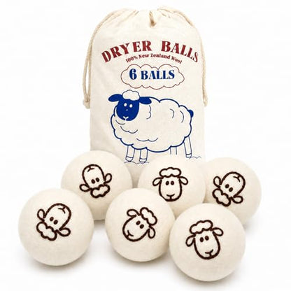 Wool Dryer Balls, New Zealand Dryer Balls Drying Balls Fabric Softener Ball for Laundry（Pack of 6) (Sheep) - color: Sheep