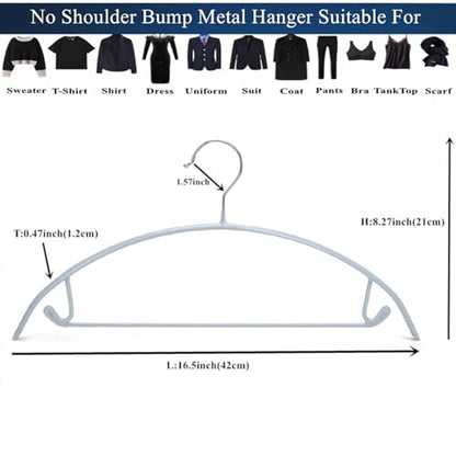 16.5 Inch Metal Clothes Hanger with Non-Slip Rubber Coating, No Shoulder Bumps & No Marks, for Sweaters, T-Shirts, Suits with Pants Bar, Pack of 10, Silver - color: Silver, size: Pack of 10