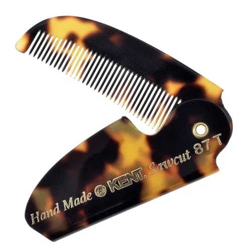 Kent 87T TY Handmade Folding Pocket Comb for Men, Fine Tooth Hair Comb Straightener for Everyday Grooming Styling Hair, Beard or Mustache, Use Dry or with Balms, Saw Cut Hand Polished, Made in England - color: Yellow Tokyo, size: Pack of 1