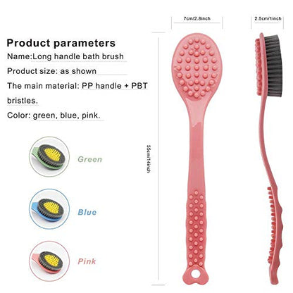 QiCheng&LYS Pink Body Brush Shower cepillo de ducha Bath Brush with Long Handle, Handheld Body Massage Brush Shower Back Scrubber-14inch (Pink) - color: Pink